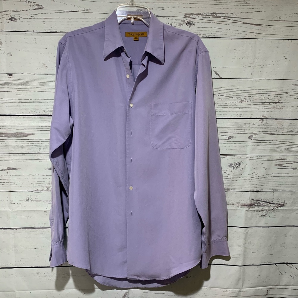 Today’s Man Light Purple Button Down Shirt 15.5 neck
